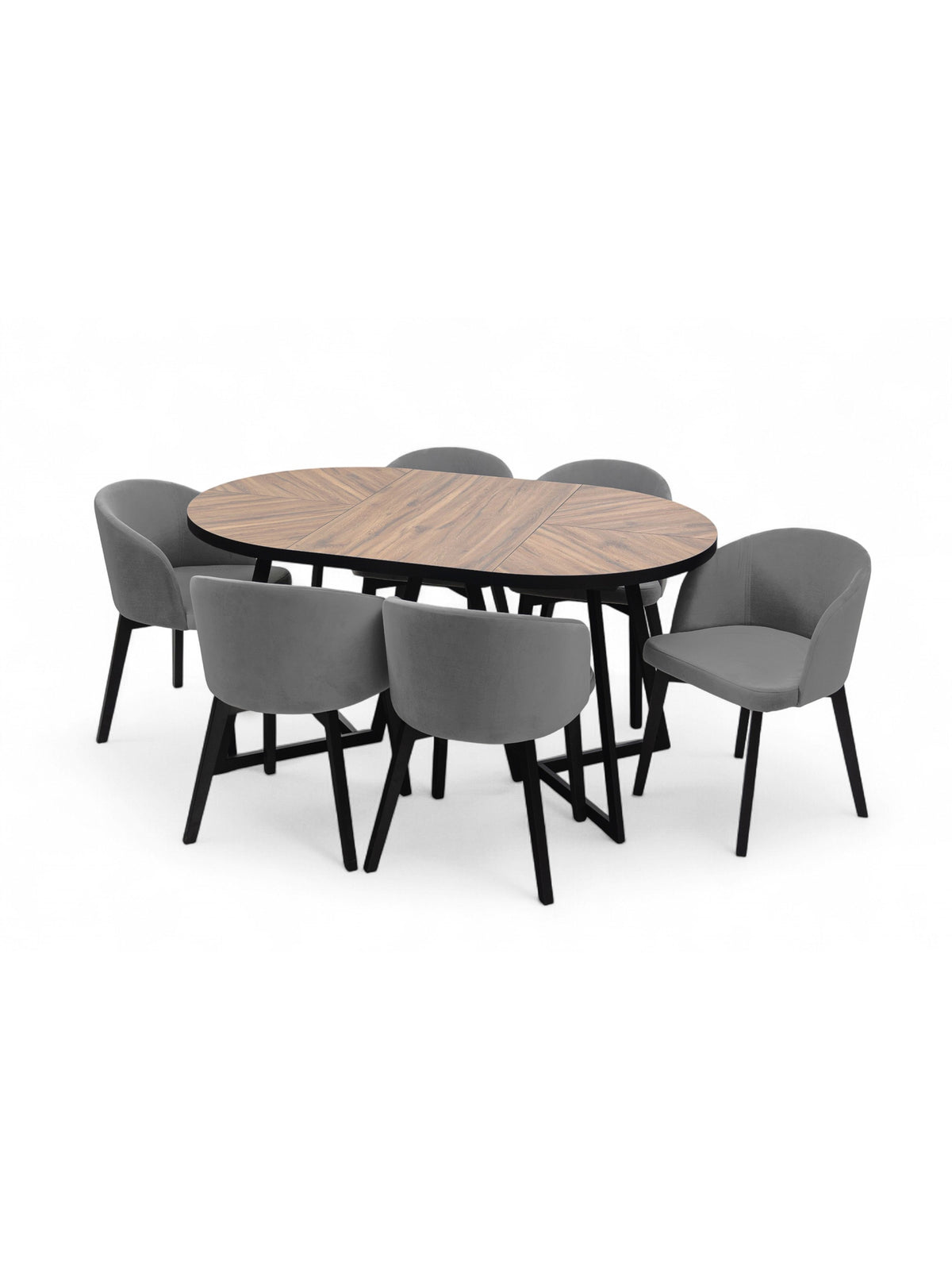 Rozkladací okrúhly stôl Cedrus Rozeta 95/150 cm čierny rám dub estana