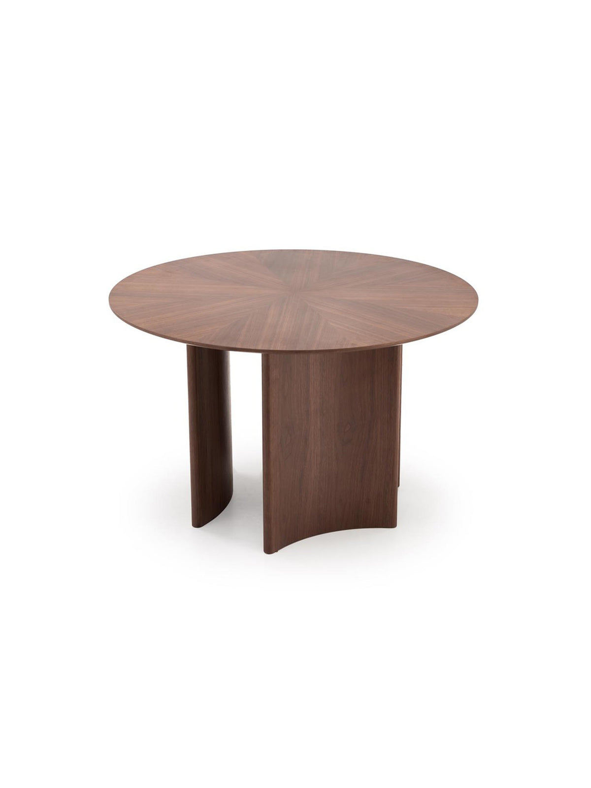 Okrúhly stôl Merulio 120 cm v orechovej farbe, moderný dizajn, pohľad zhora