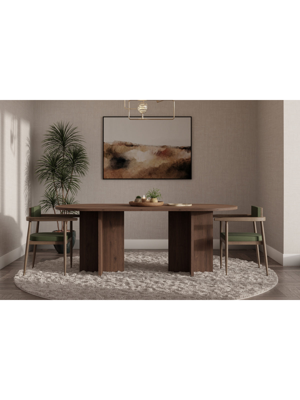 Oválny stôl Aurelium 204x90 cm orech, hnedá laminovaná doska a nohy