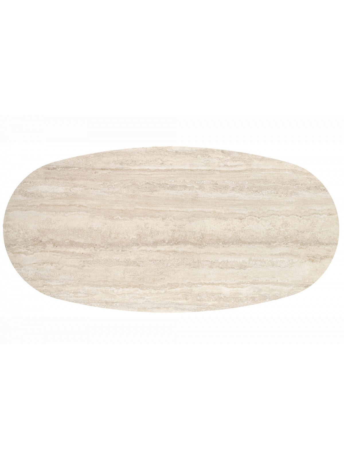 Owalný stôl Molven 200x100 cm s travertínovým mramorovým povrchom v béžových odtieňoch