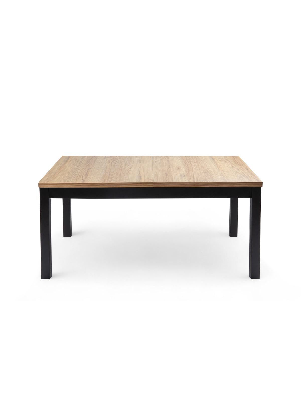 Rozkladací stôl Werona 160-240x90 cm dub pradawny s čiernymi nohami, pohľad spredu