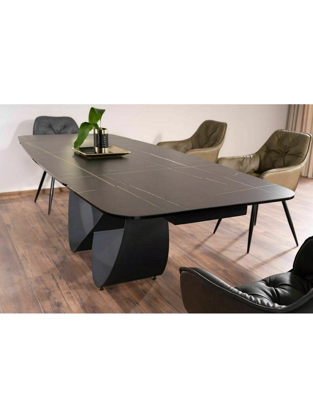 Stôl rozkladany Elunari 160-240x90 cm - mramor azario black / Čierny mat
