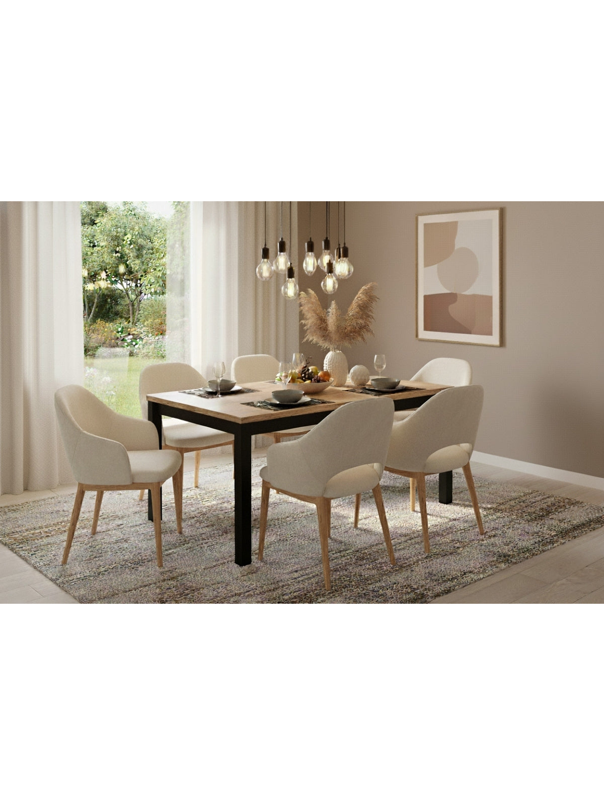 Stół rozkładany Werona 140-220x80 cm z czarnymi nogami i laminowanym blatem