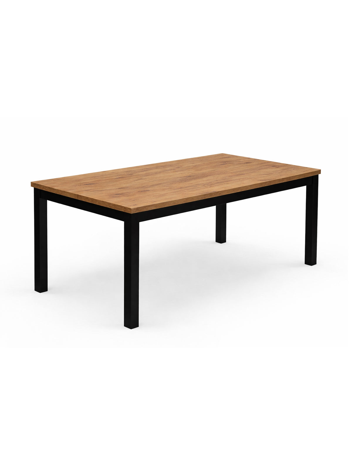 Rozkladací stôl Werona 140-220x80 cm dub wotan s čiernymi nohami, pohľad zboku