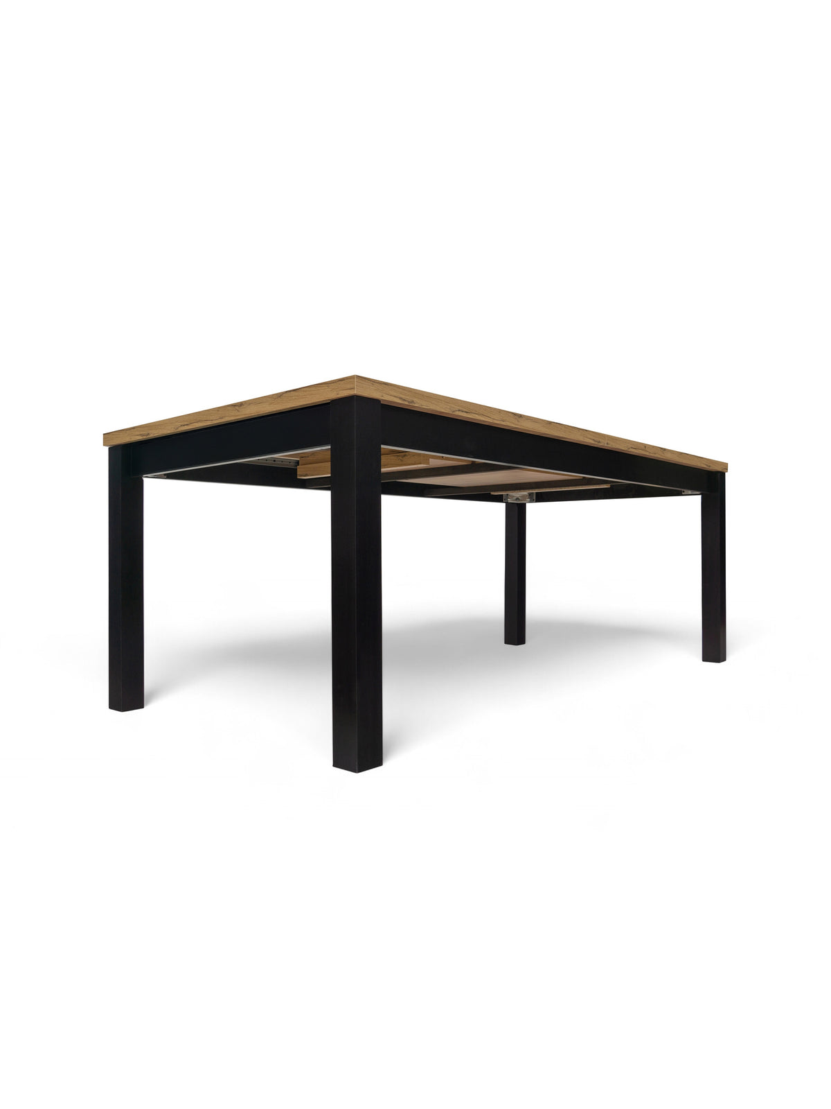 Rozkladací stôl Werona 160-240x90 cm s drevenou doskou a čiernymi nohami, zhotovenie rohu