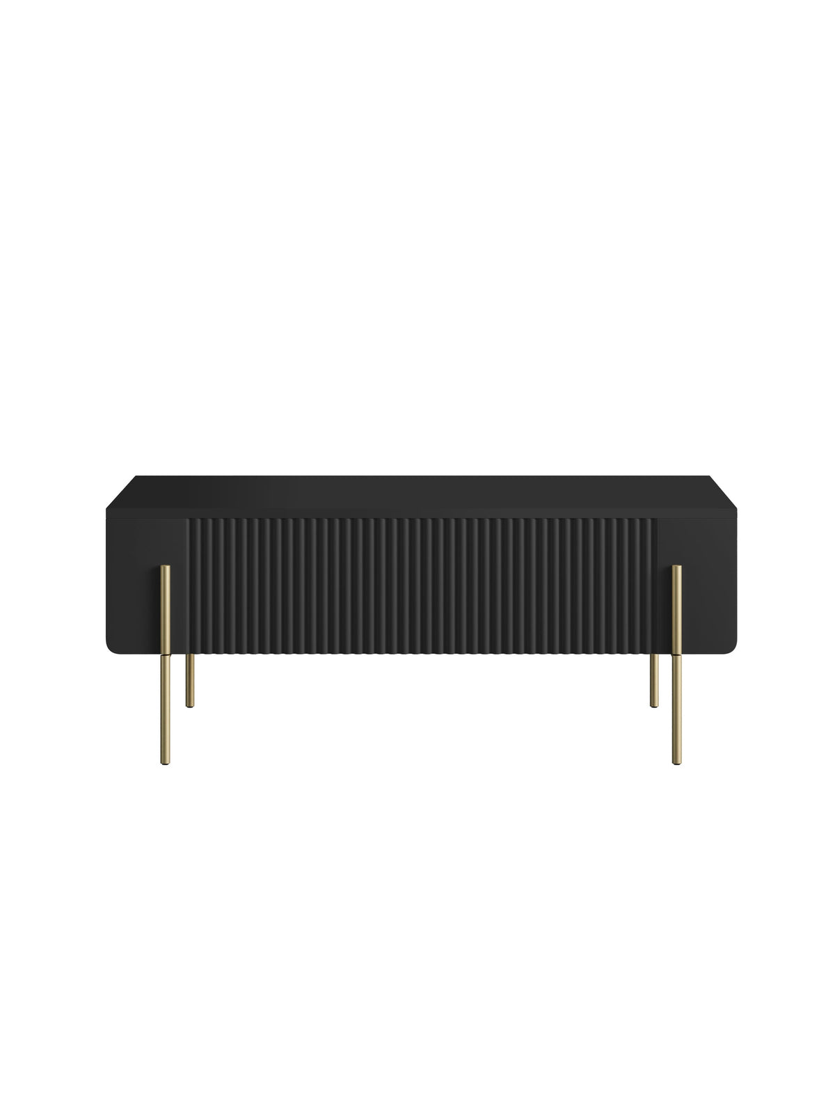 Stolík kawowy Malmi 100 cm so zásuvkami - Čierny mat / zlote nozki