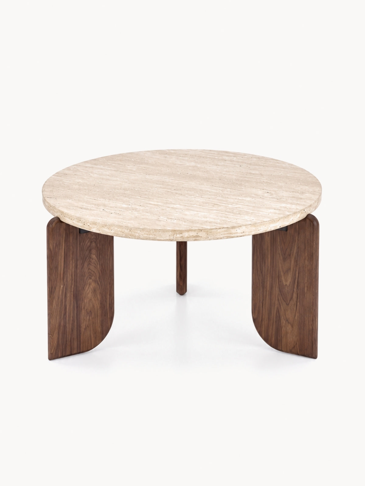 Stolík kawowy Manios 80 cm okrúhly- Travertín / Orech