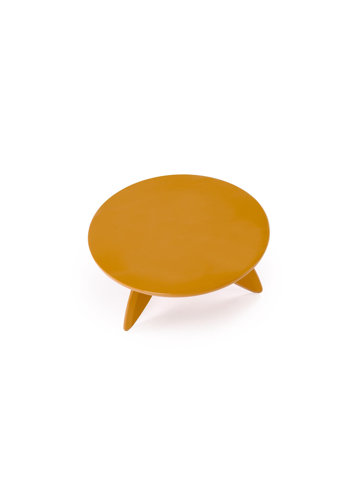 Kruhový konferenčný stolík Lumis 80 cm horčicový lesklý MDF
