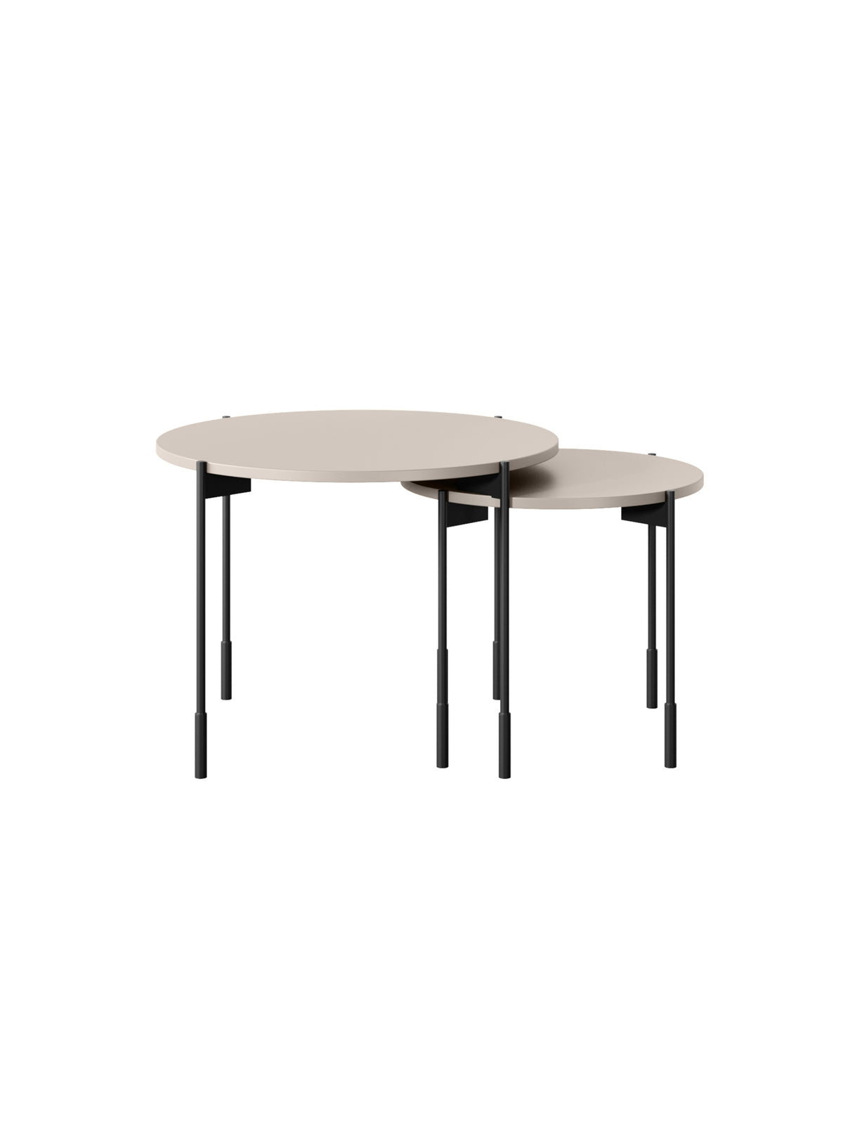 Kulatý stolík Sonatia 60 cm béžový matný povrch čierne kovové nohy