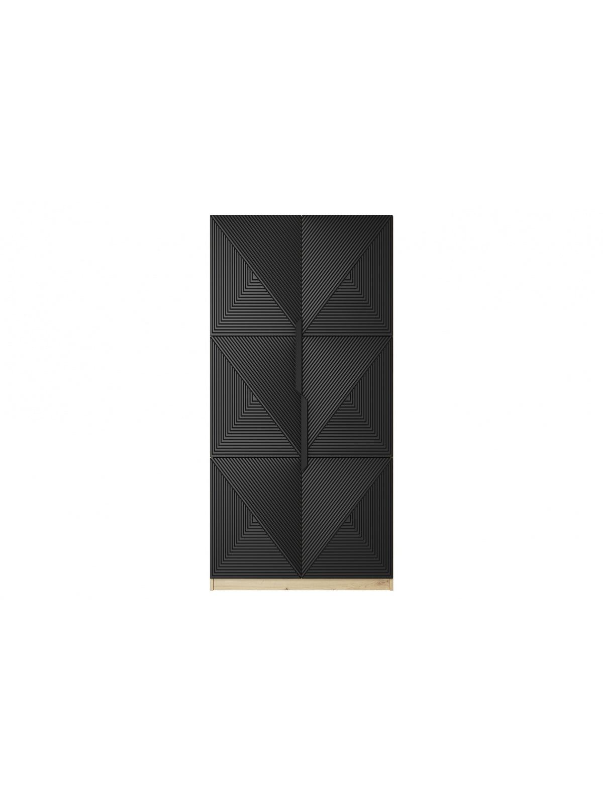 Skriňa Asha 100 cm s frézovaným frontom i metalowymi uchwytami- artisan / Čierny mat / čierny úchyty