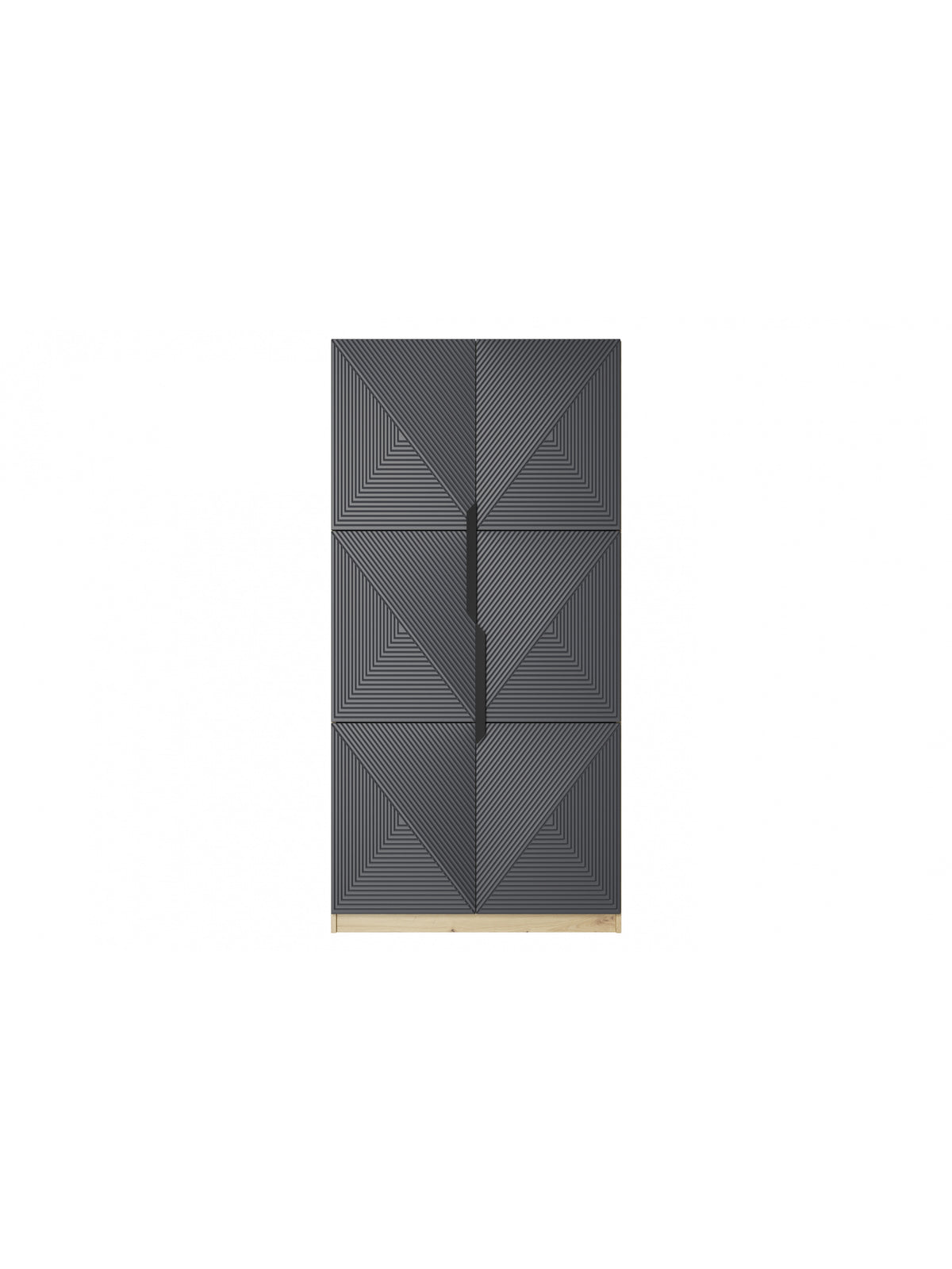 Skriňa Asha 100 cm s frézovaným frontom i metalowymi uchwytami- artisan / rivier stone mat / čierny úchyty