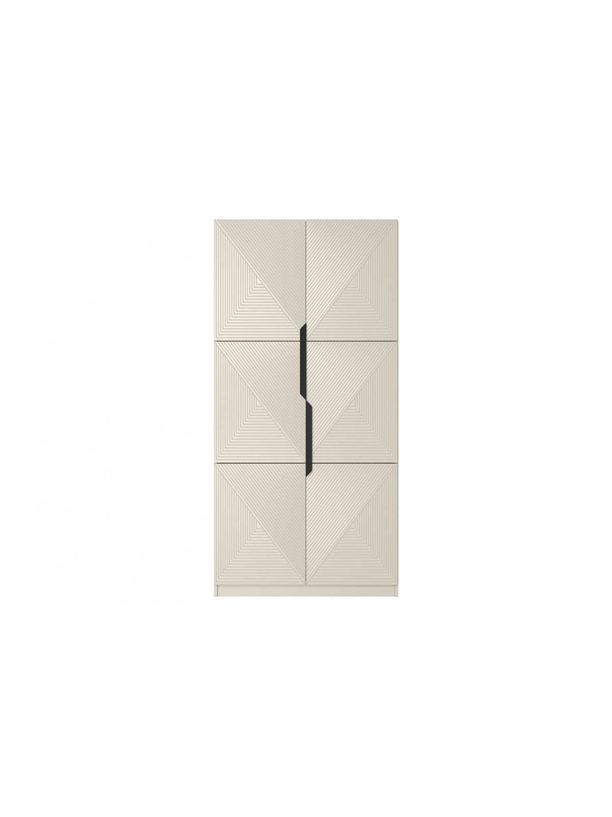 Skriňa Asha 100 cm s frézovaným frontom i metalowymi uchwytami- kašmír / čierny úchyty