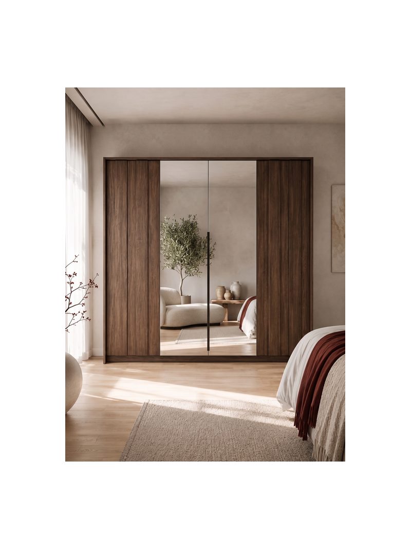 Skriňa Flaro 223 cm so zrkadlom a LED osvetlením, dub dunin