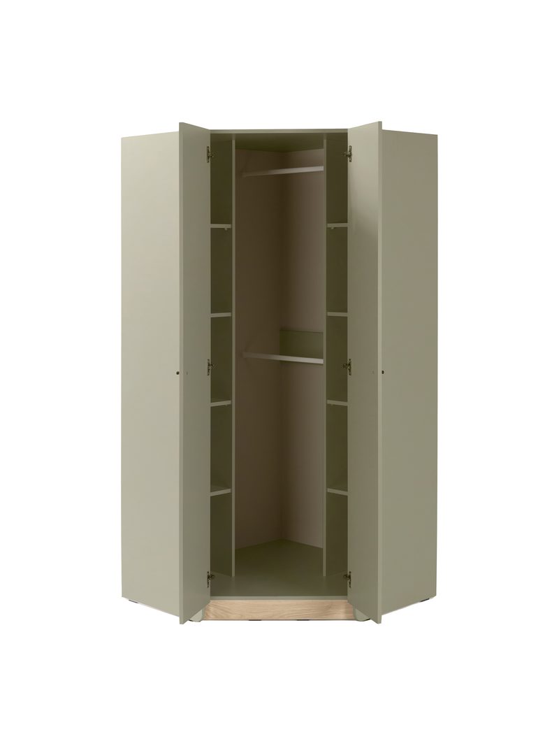 Rohová skriňa Fiorenza 95 cm s eukalyptovým korpusom a frontom dub baltic dune, 2-dverová