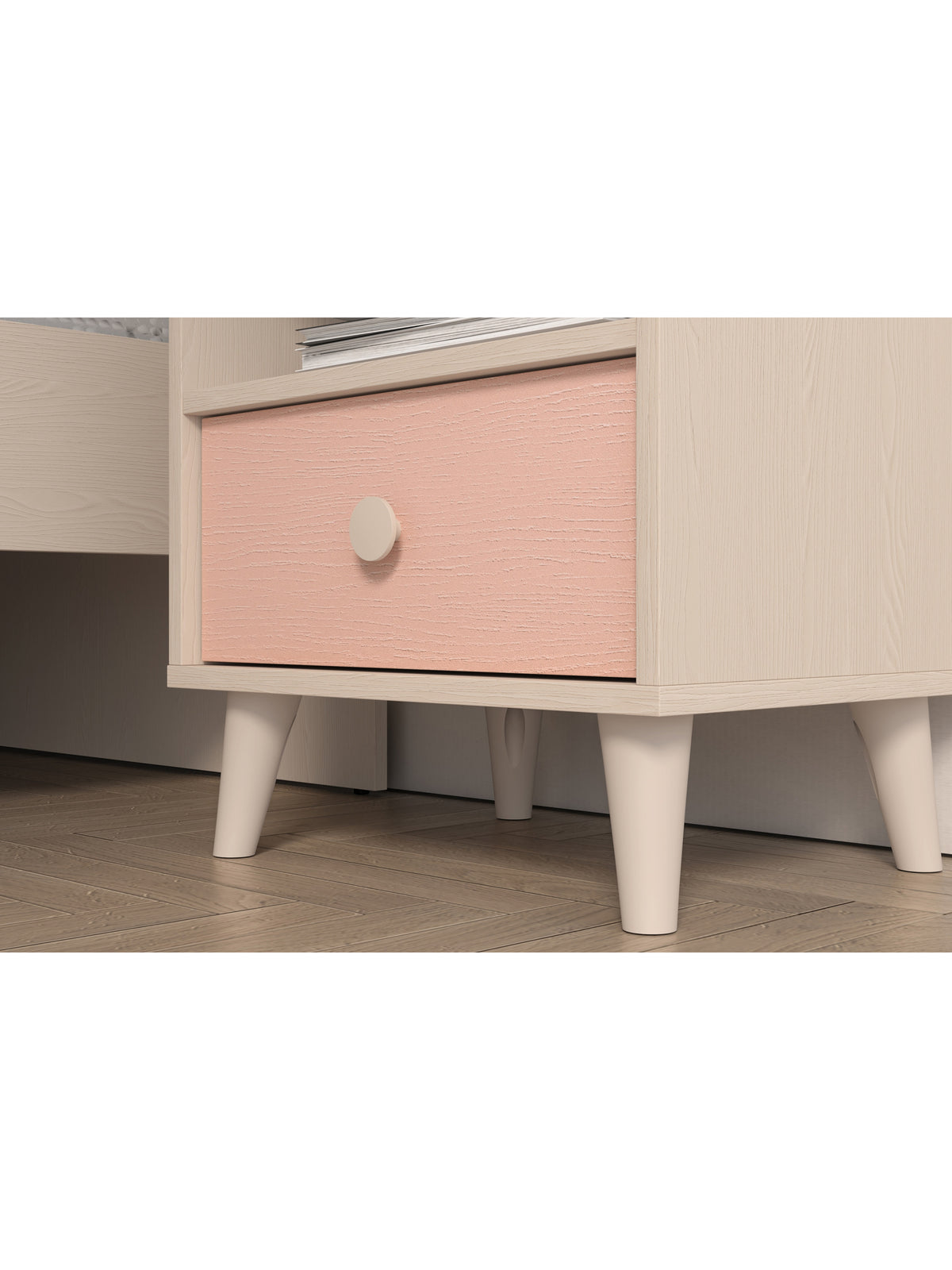 Nočný stolík Marla 45 cm ružový millenial pink s telom v odtieni piesku