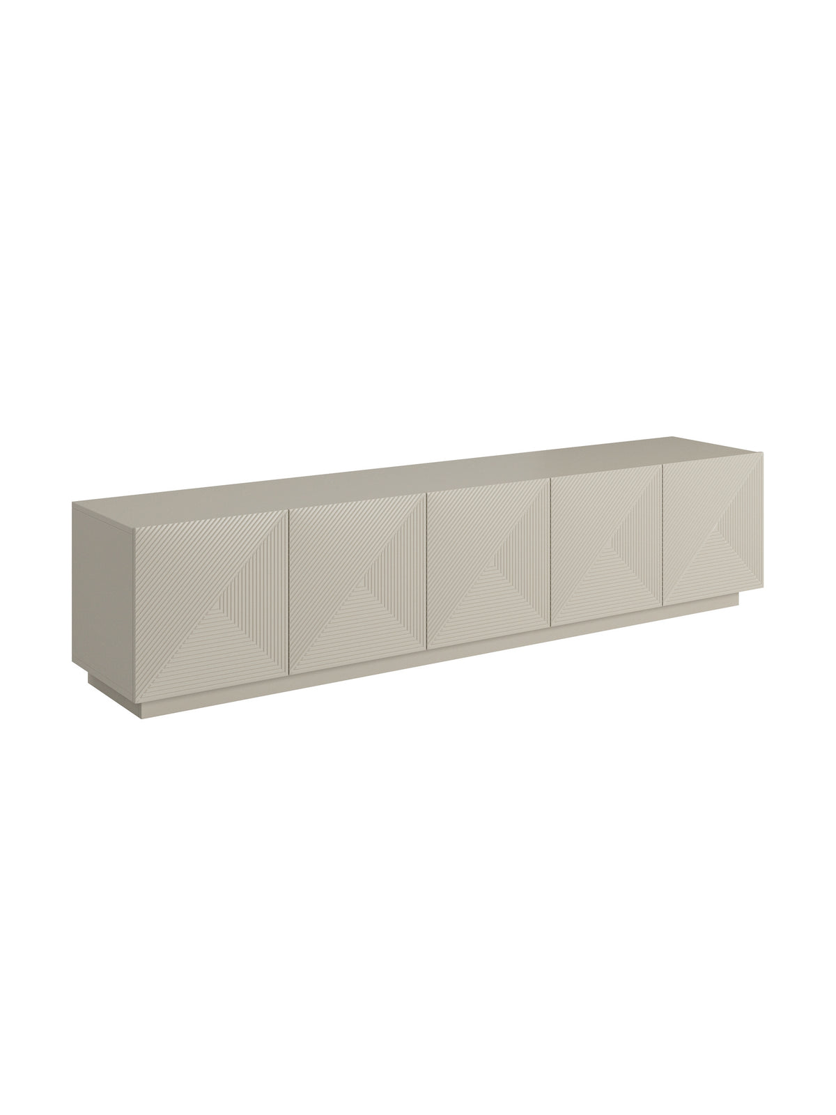 TV skrinka Asha 200 cm s piatimi dvierkami a ryhovaným frontom farby kašmír
