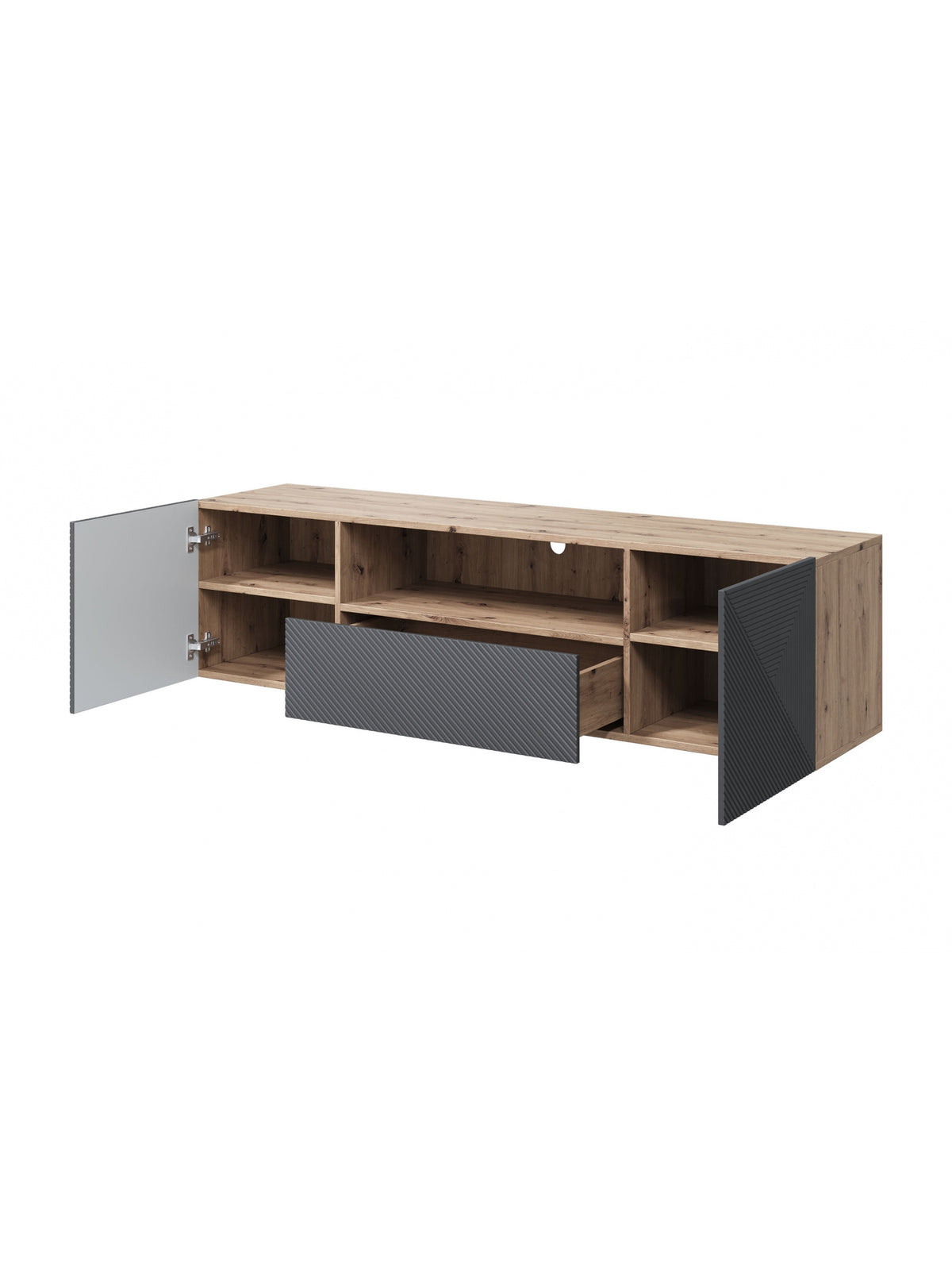 TV skrinka z szuflada Asha 167 cm - artisan / rivier stone mat