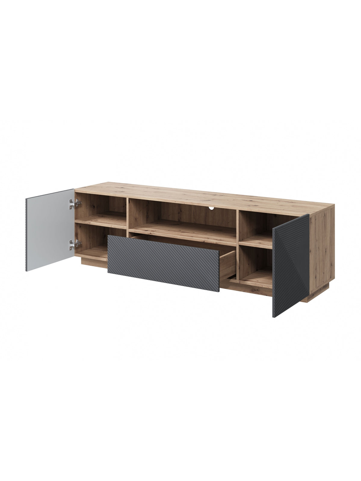 TV skrinka z szuflada Asha 167 cm - artisan / rivier stone mat