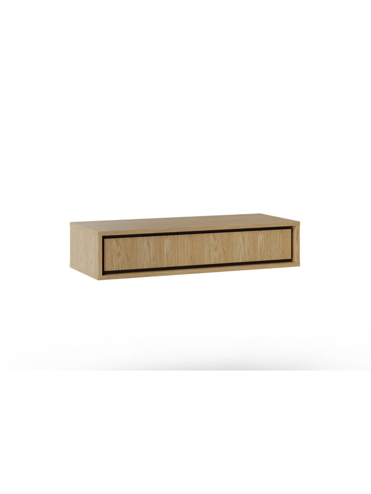 Závesný toaletný stolík Rocco 85 cm so zásuvkou, dub baltic dune s čiernymi vložkami