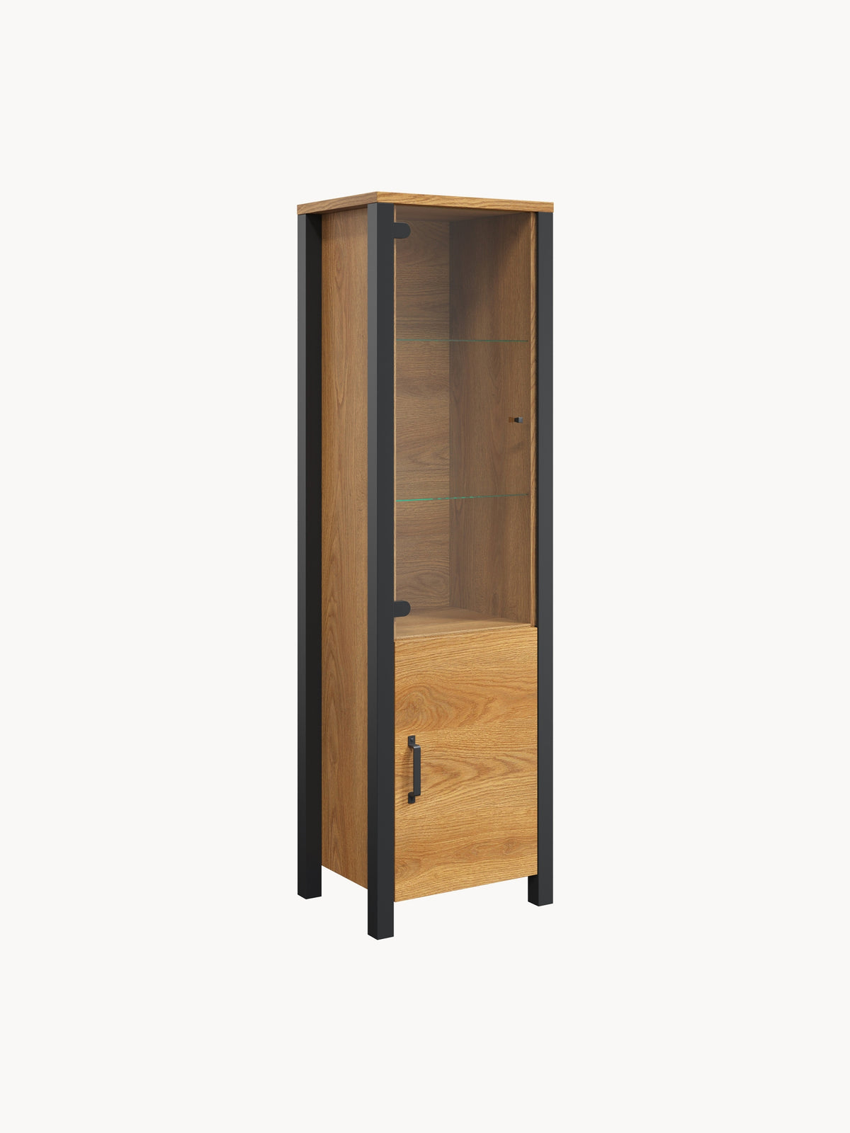 Vitrína Olin 50 cm - Dub karmel / Čierny supermat