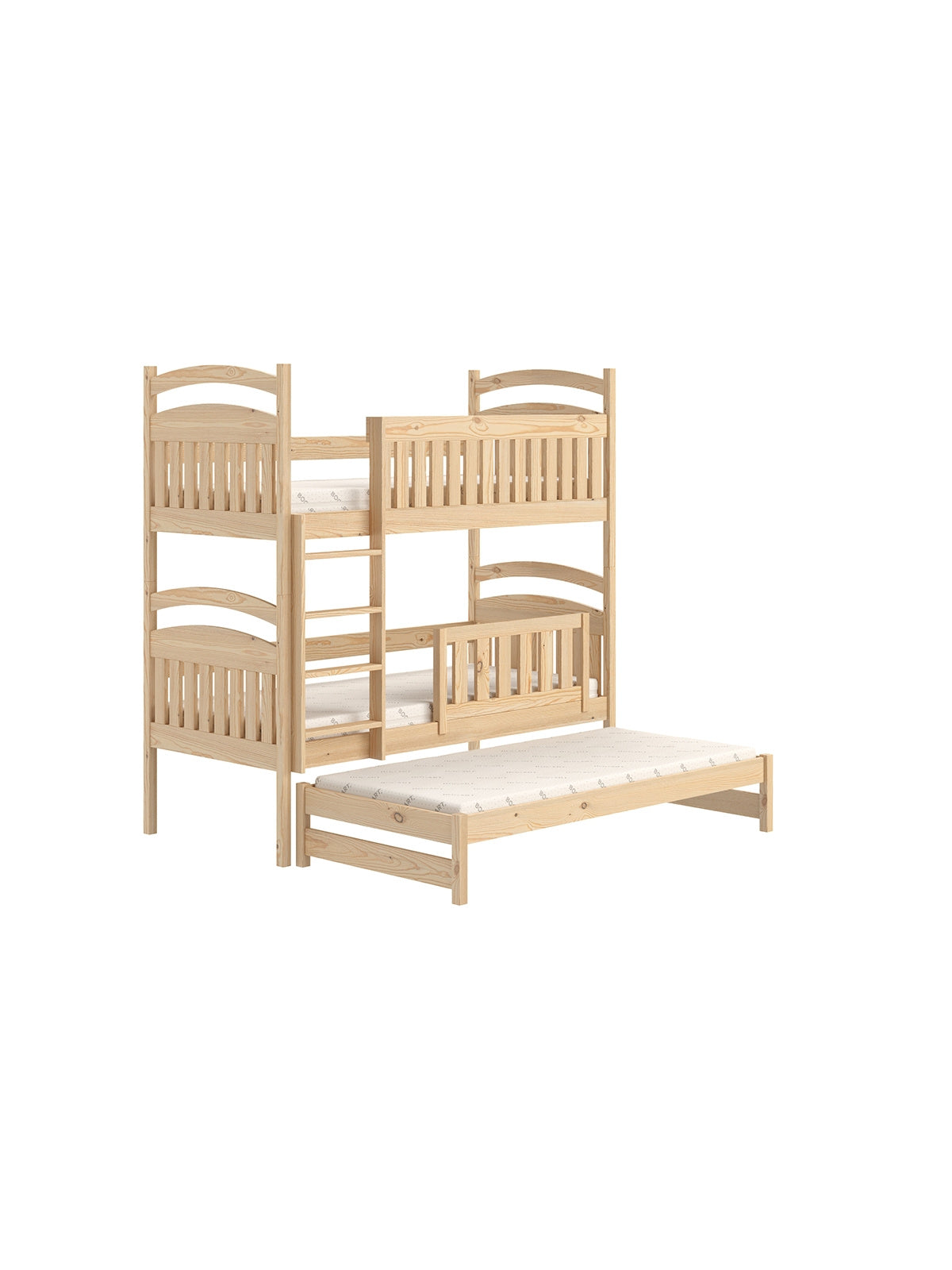 Poschodová posteľ Amely 90x180 z borovice s vysúvacou spodnou časťou a zábranami