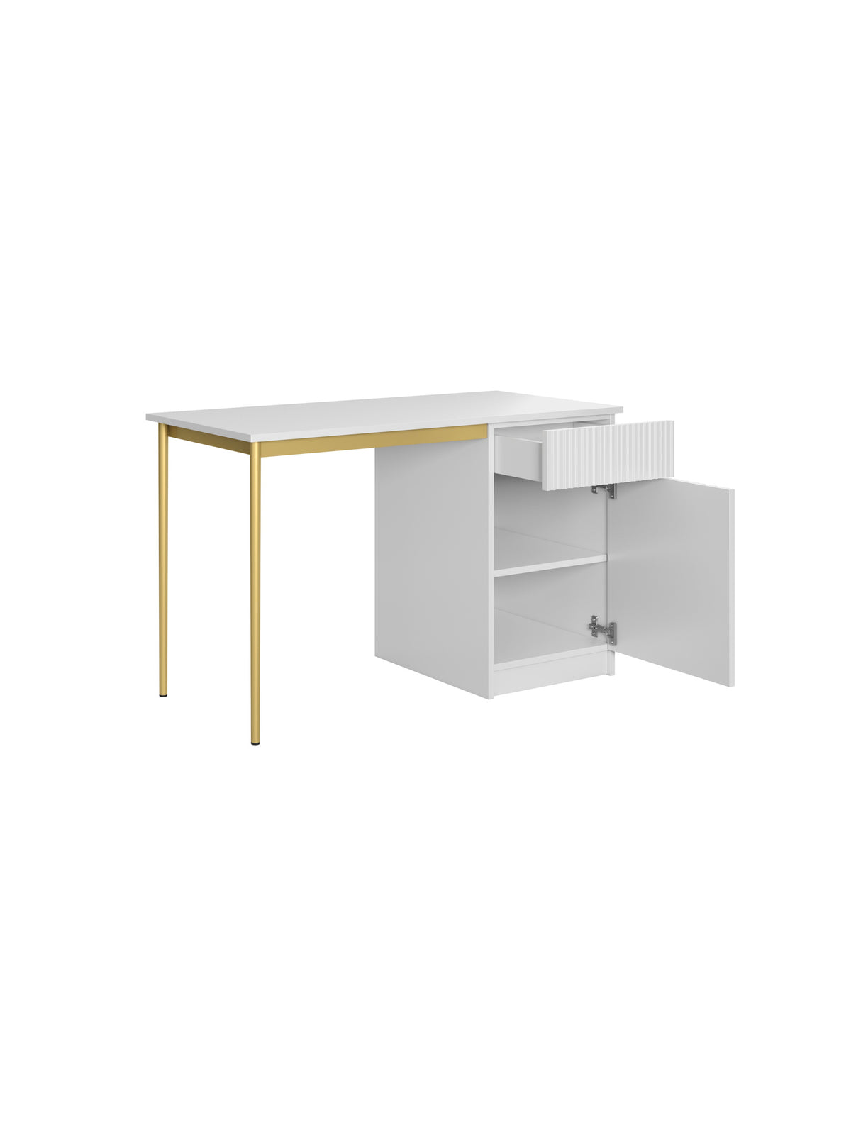 Písací stôl Nicole 120 cm z szuflada - biely mat / zlote nozki