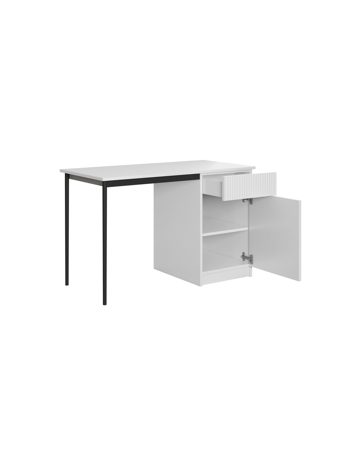 Písací stôl Nicole 120 cm z szuflada - biely mat / čierny nozki