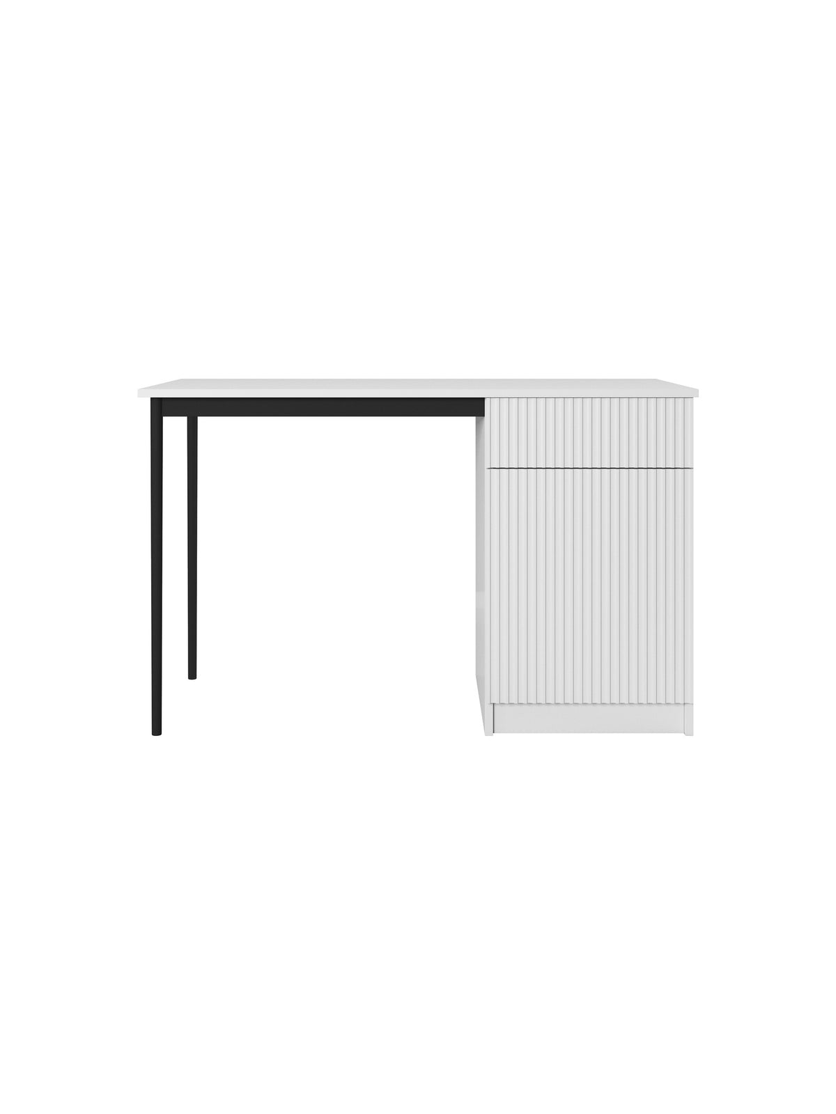Písací stôl Nicole 120 cm z szuflada - biely mat / čierny nozki