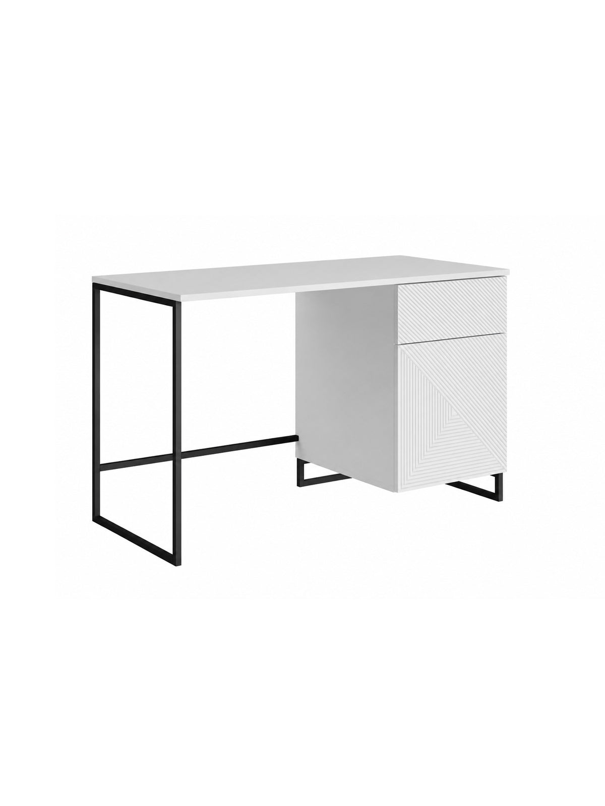 Písací stôl Asha 120 cm z szuflada - biely mat / Čierny Rošt