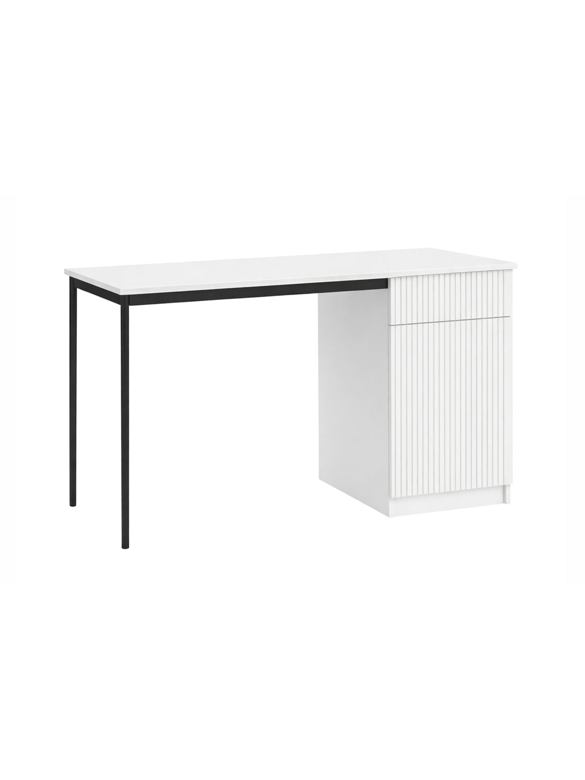 Písací stôl Nicole 120 cm jednodverové z szuflada - biely mat / čierny nozki