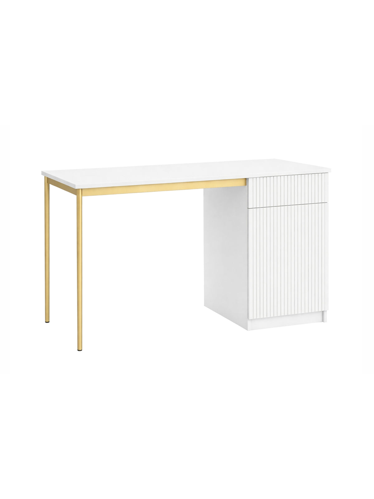 Písací stôl Nicole 120 cm jednodverové z szuflada - biely mat / zlote nozki