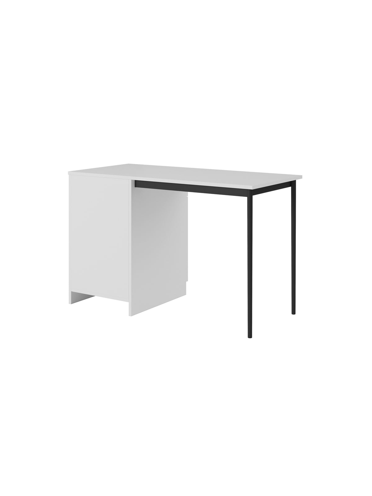 Písací stôl Nicole 120 cm z szuflada - biely mat / čierny nozki