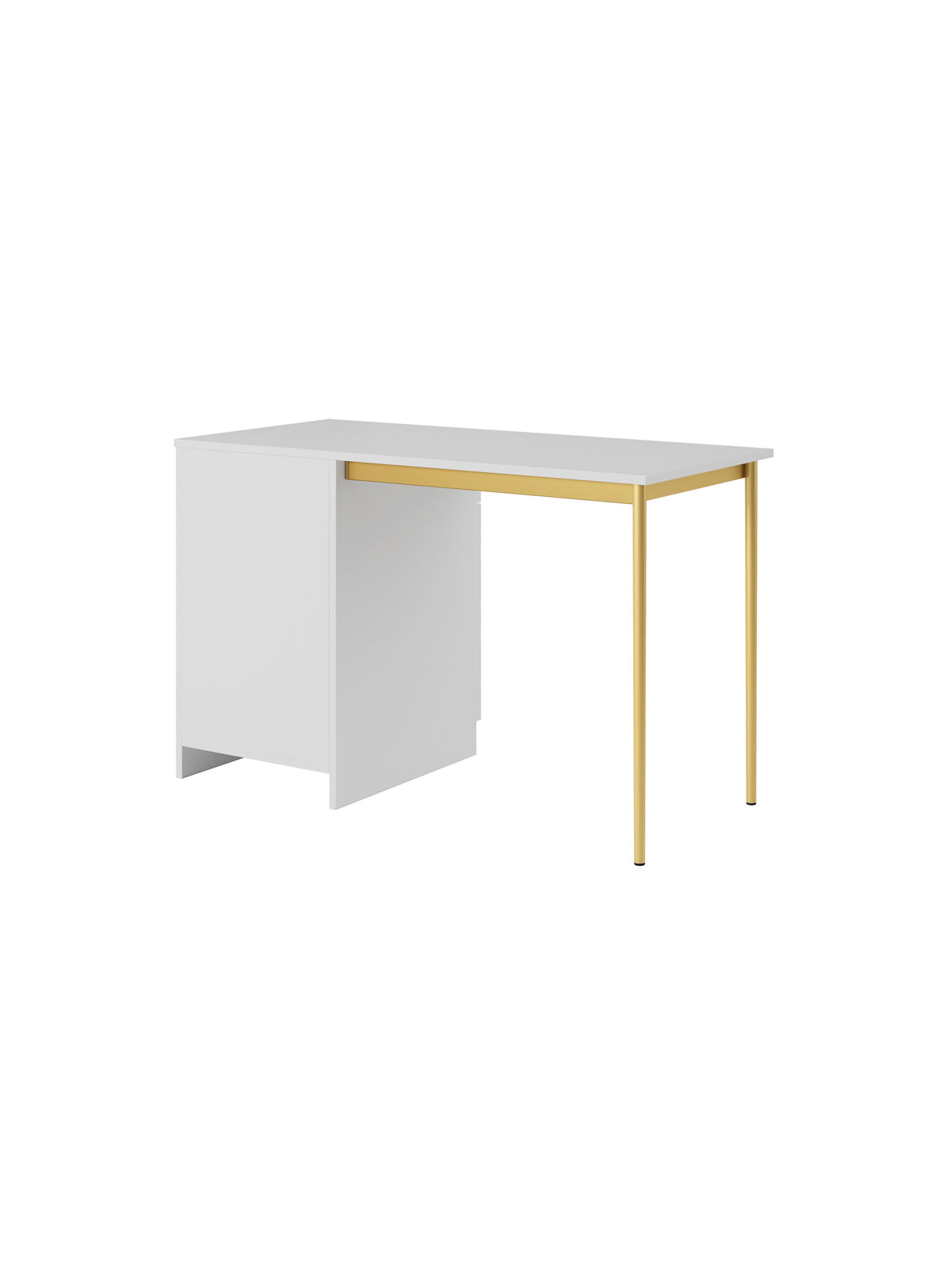 Písací stôl Nicole 120 cm z szuflada - biely mat / zlote nozki