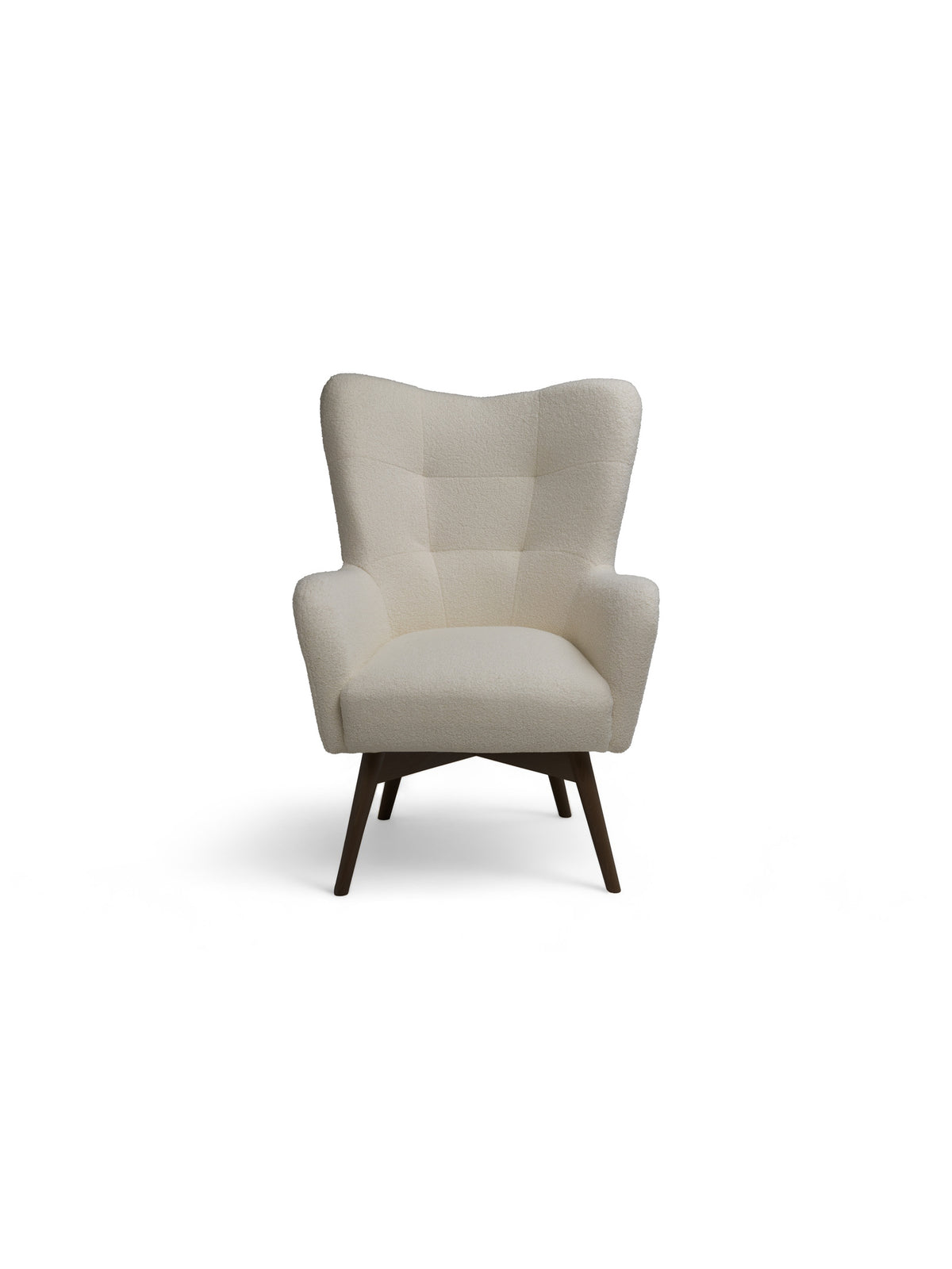 Skandinávske kreslo Uszak Nordic béžové boucle Lambi 8 s nohami wenge, predný pohľad