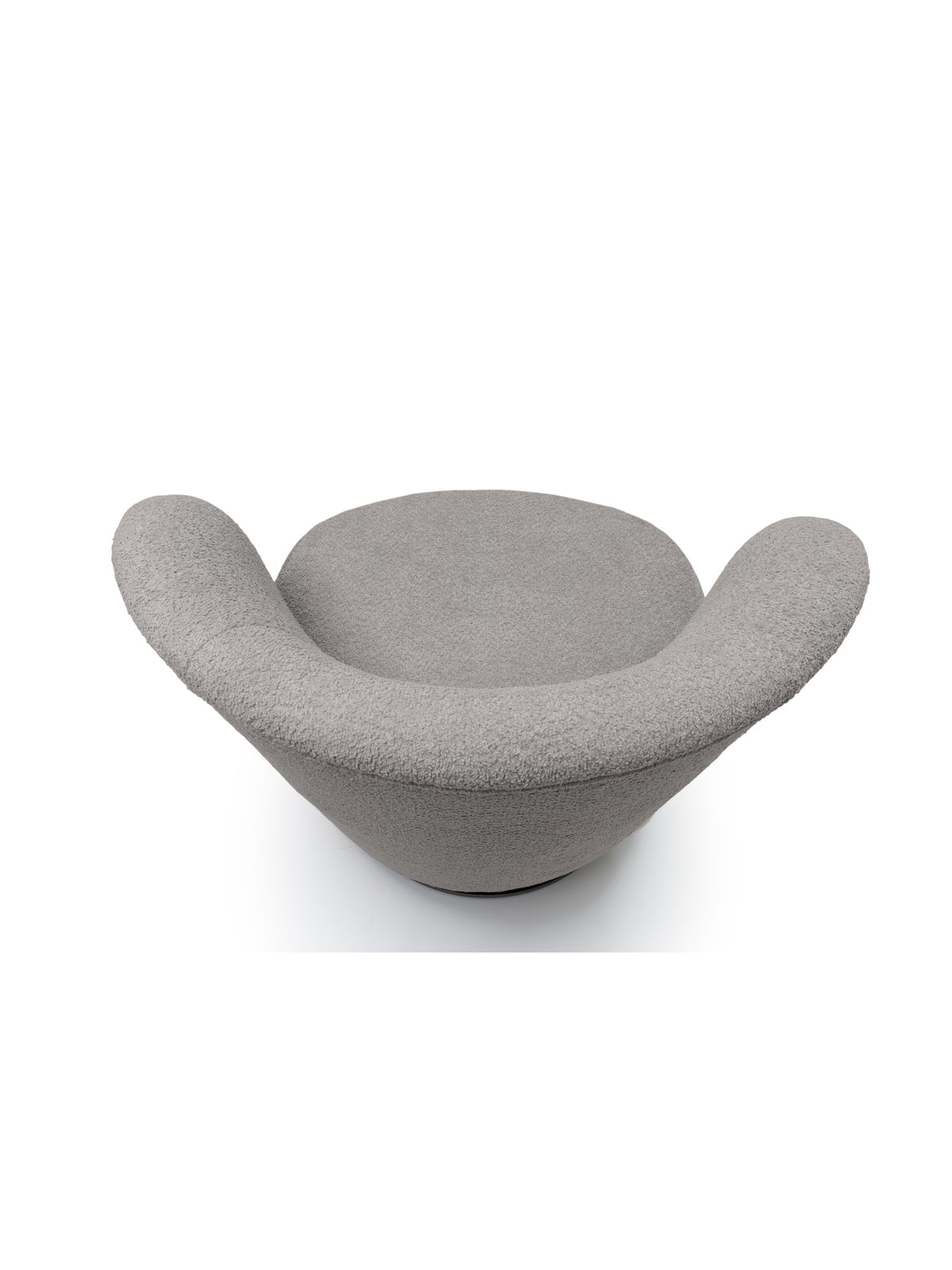 Otočné relaxačné kreslo Cocoon v šedej boucle látke, pohľad zhora