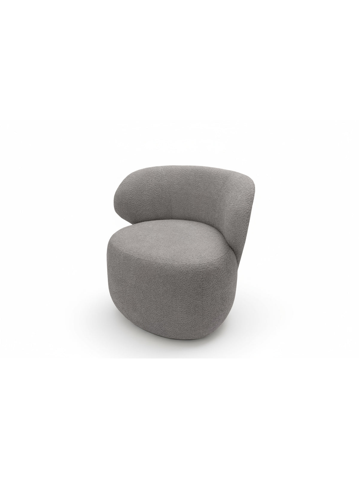 Sivý relaxačný kreslo Cocoon z boucle látky Catch Me 24, bočný pohľad