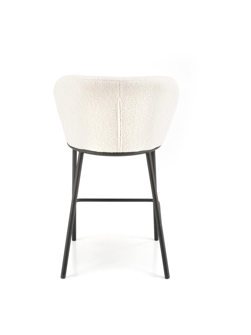 Čalúnený barový stolček Relvio krémový pohľad zozadu s kovovými nohami