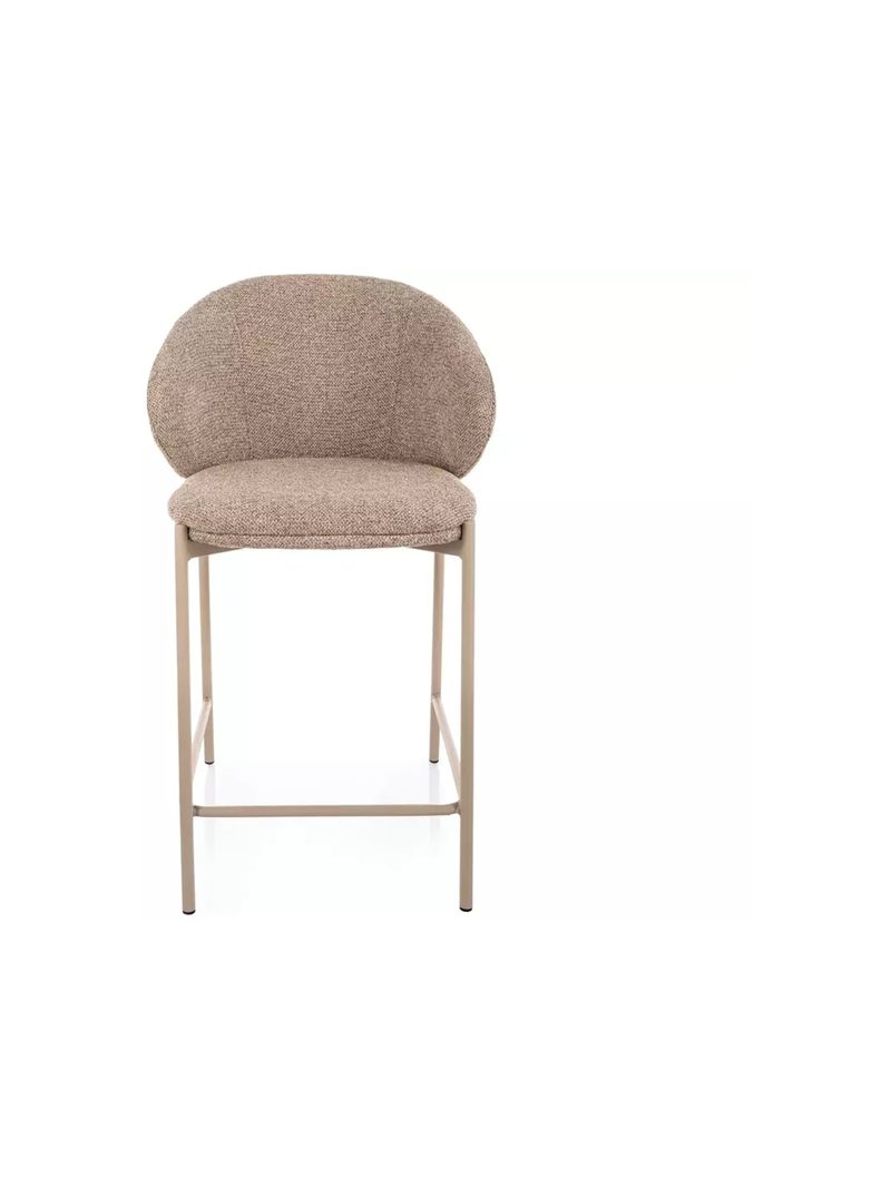 Čalúnený barový stolička Morivo v béžovej farbe s kovovými nohami, štýl Modern Organic