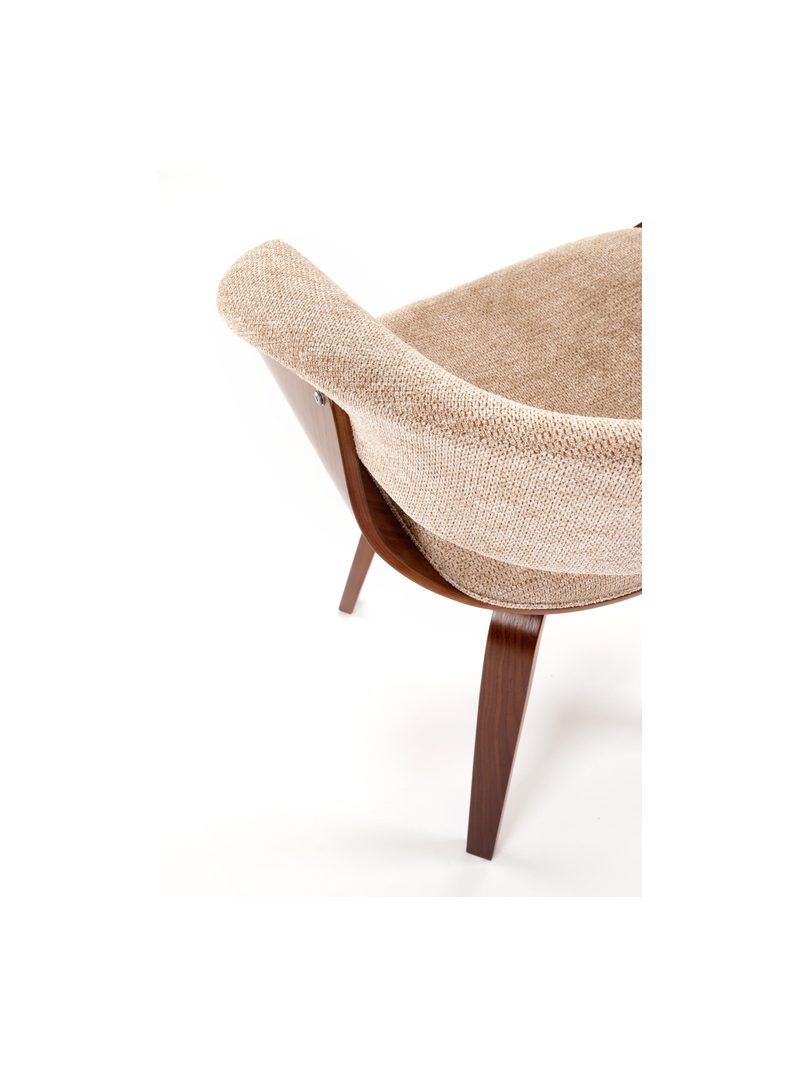 Čalúnená stolička Fioren béžový szenil s orechovými nohami a podrúčkami, detail sedadla