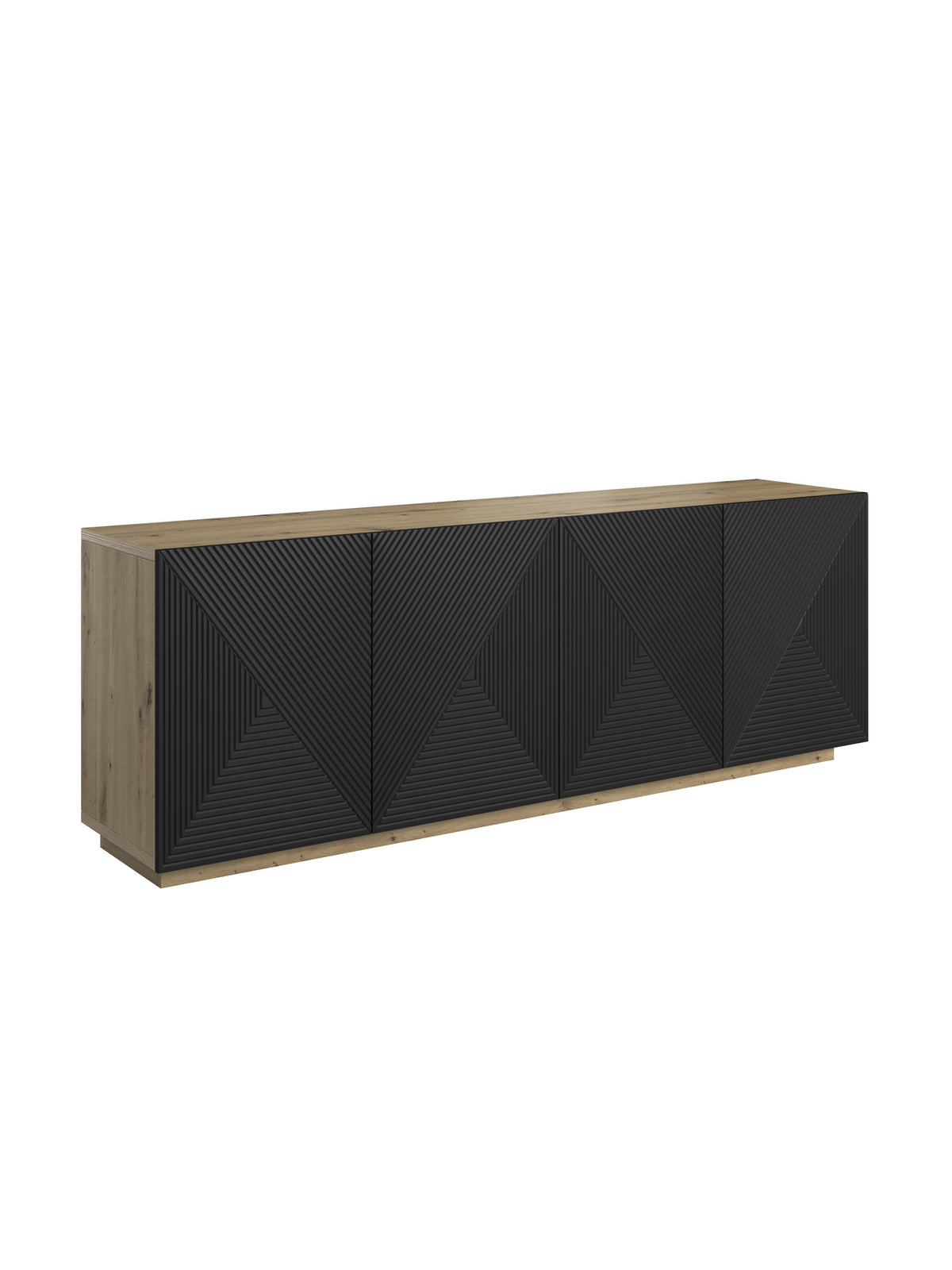 Komoda Asha 200 cm z štvordverová - artisan / Čierny mat
