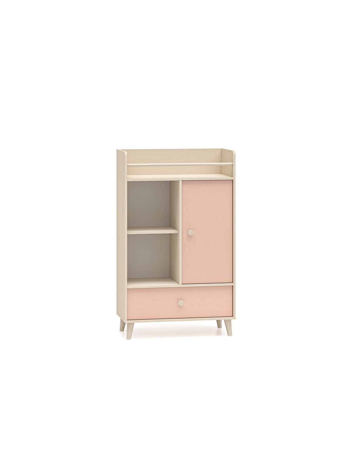 Detská komoda Marla 80 cm s zásuvkou, korpus piesočný, front millenial pink