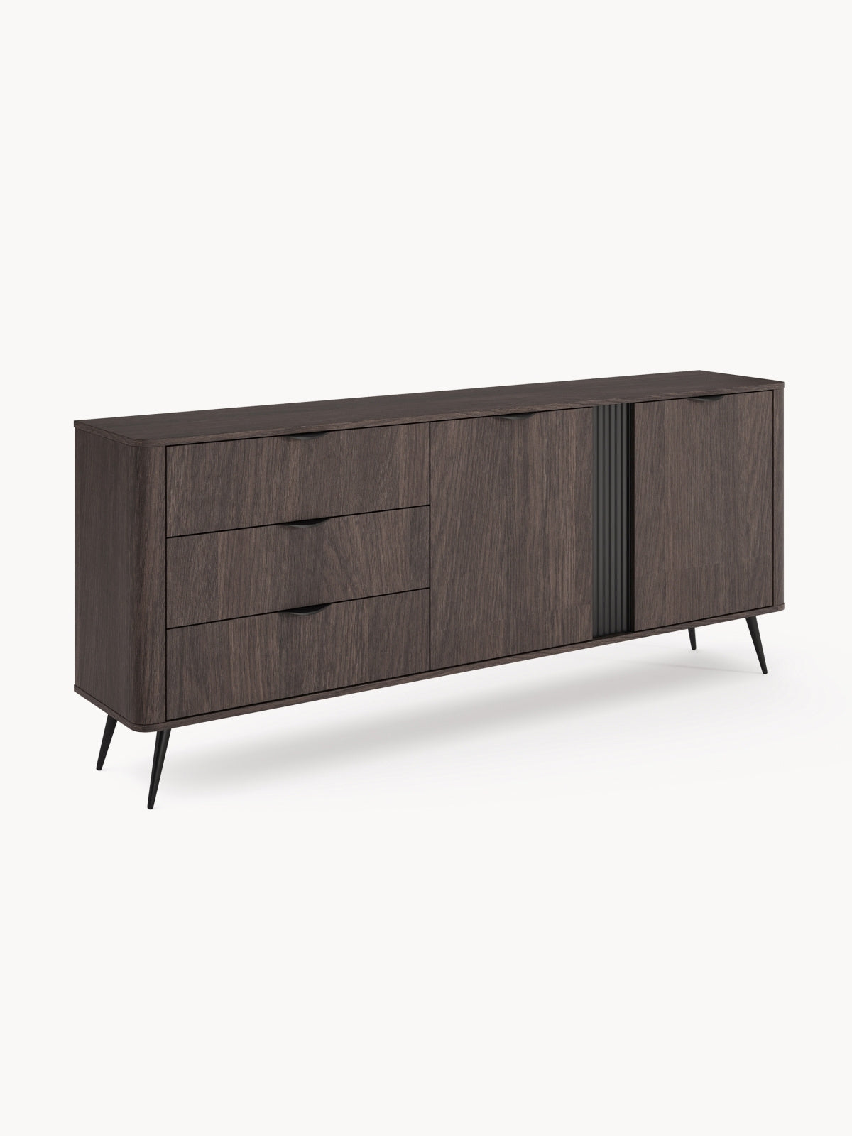 Komoda Edrin 195 cm z szufladami - dąb dunin / czarny