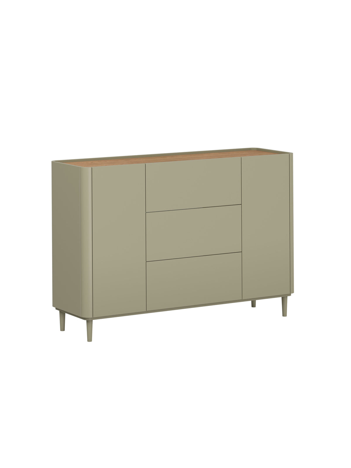 Komoda Elivo 150 cm so zásuvkami a dverami v eukalyptovom prevedení s doskou dub baltic dune