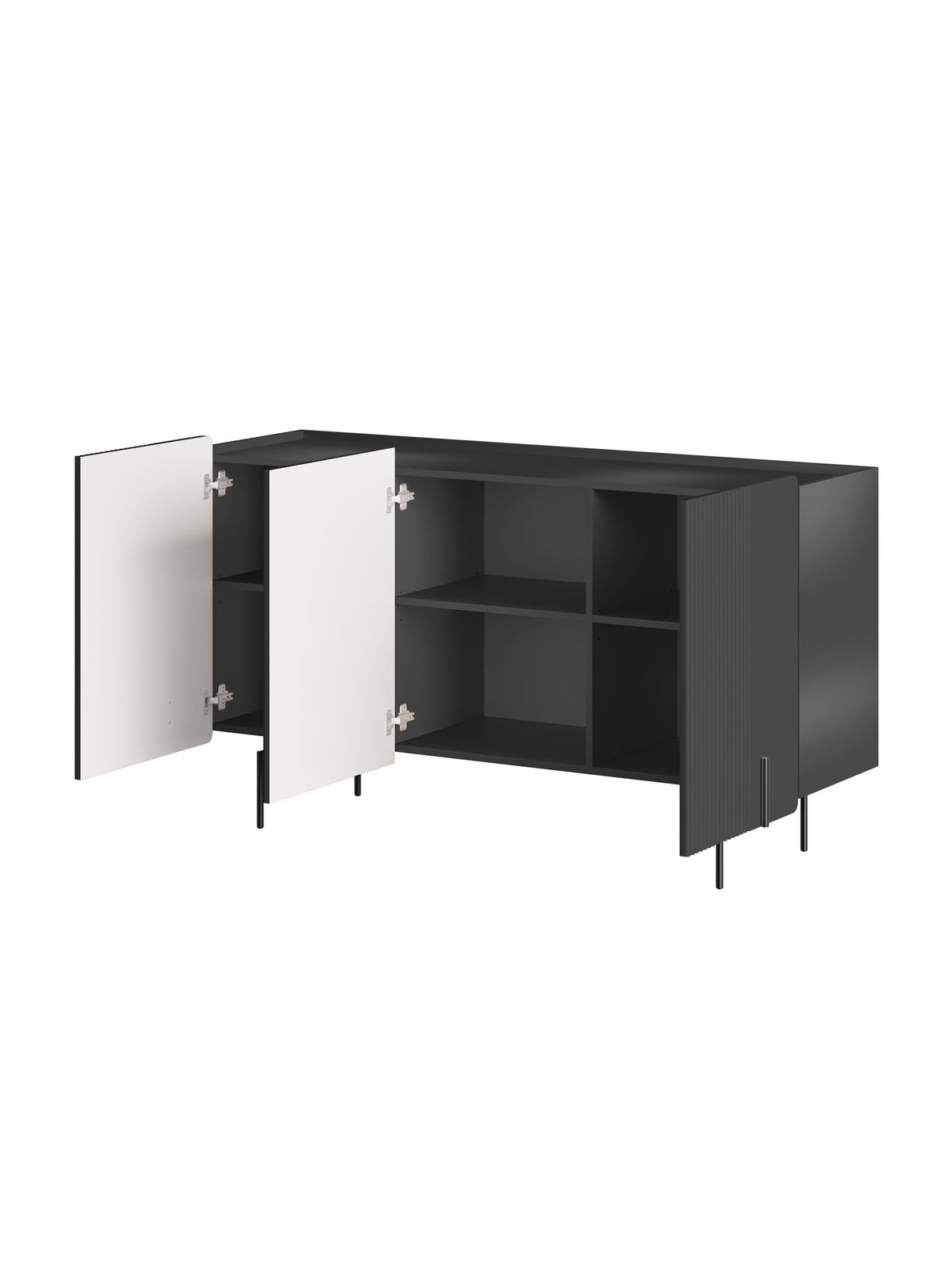 Komoda Malmi 150 cm - Čierny mat / čierny nozki