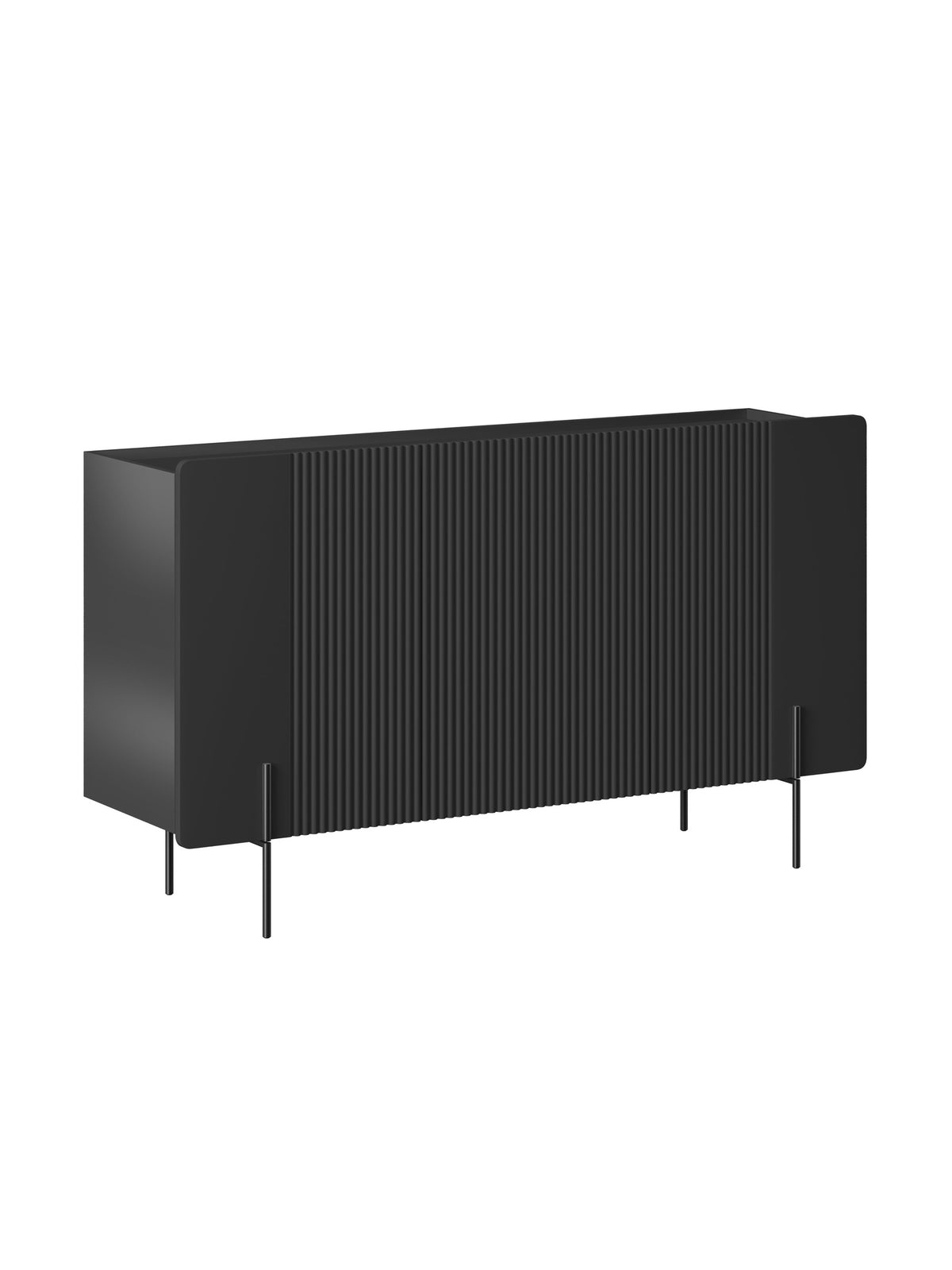 Komoda Malmi 150 cm trojdverová - Čierny mat / čierny nozki