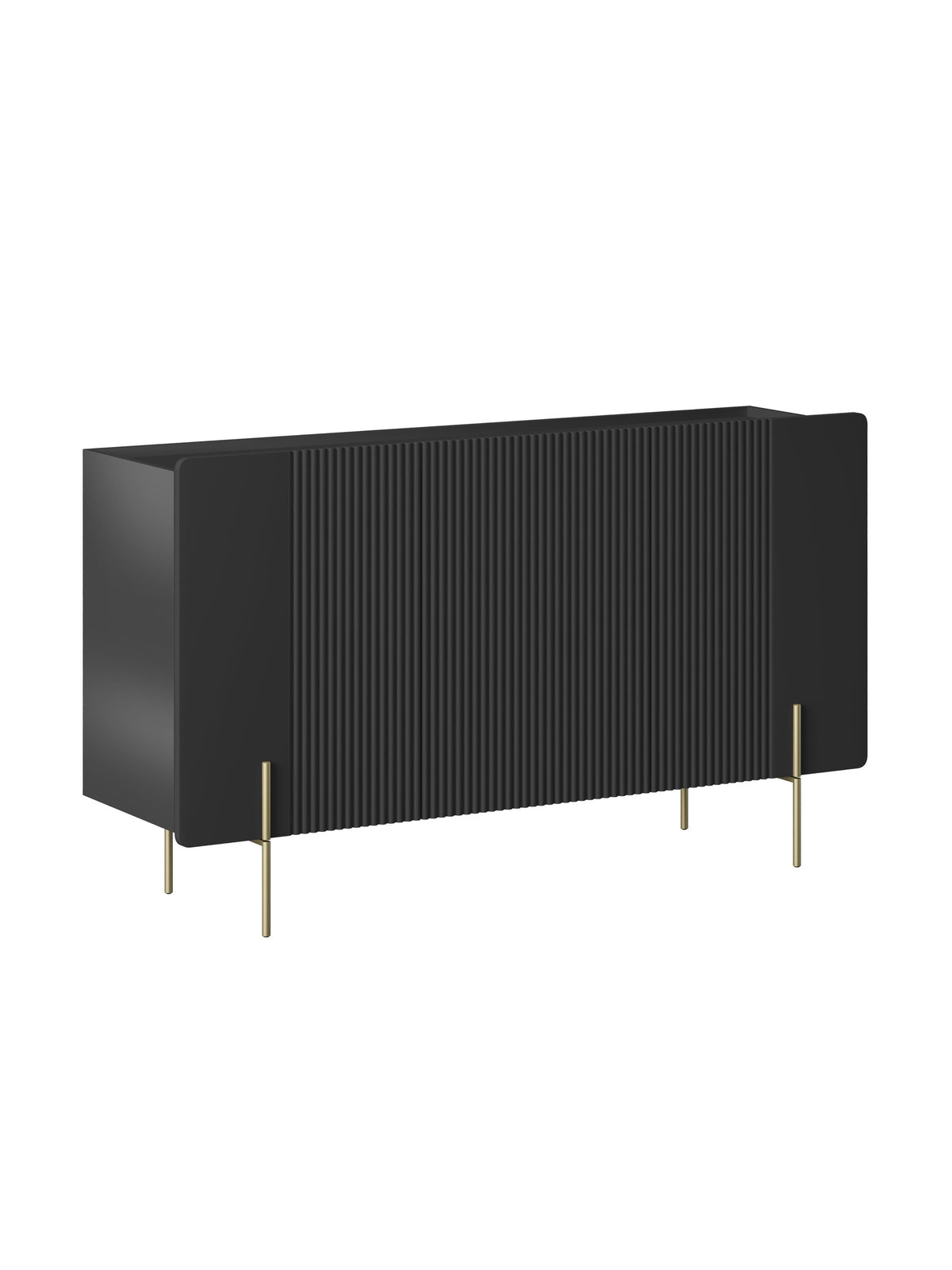 Komoda Malmi 150 cm trojdverová - Čierny mat / zlote nozki