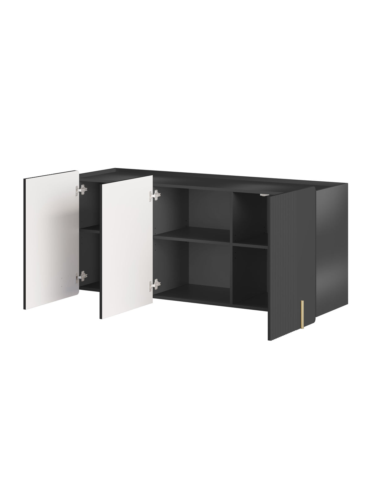 Komoda Malmi 150 cm závesná - Čierny mat / zlaté
