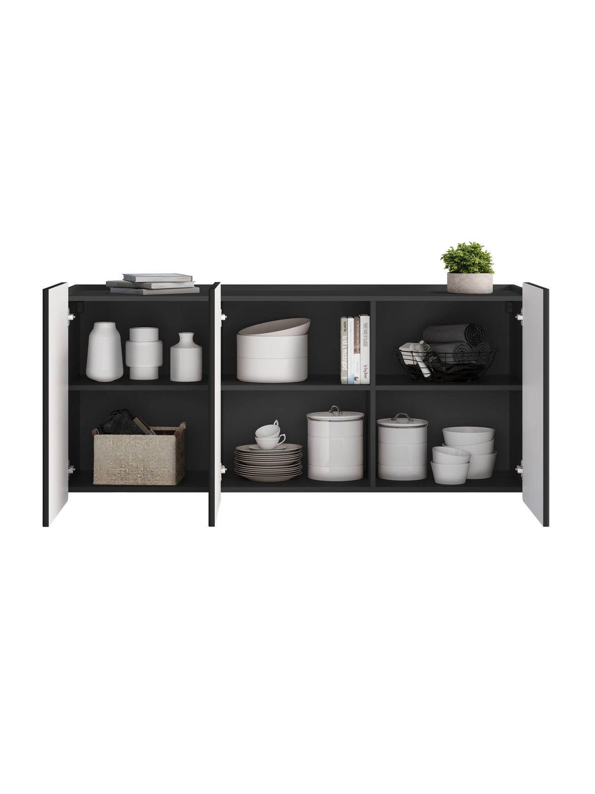 Komoda Malmi 150 cm závesná - Čierny mat / zlaté