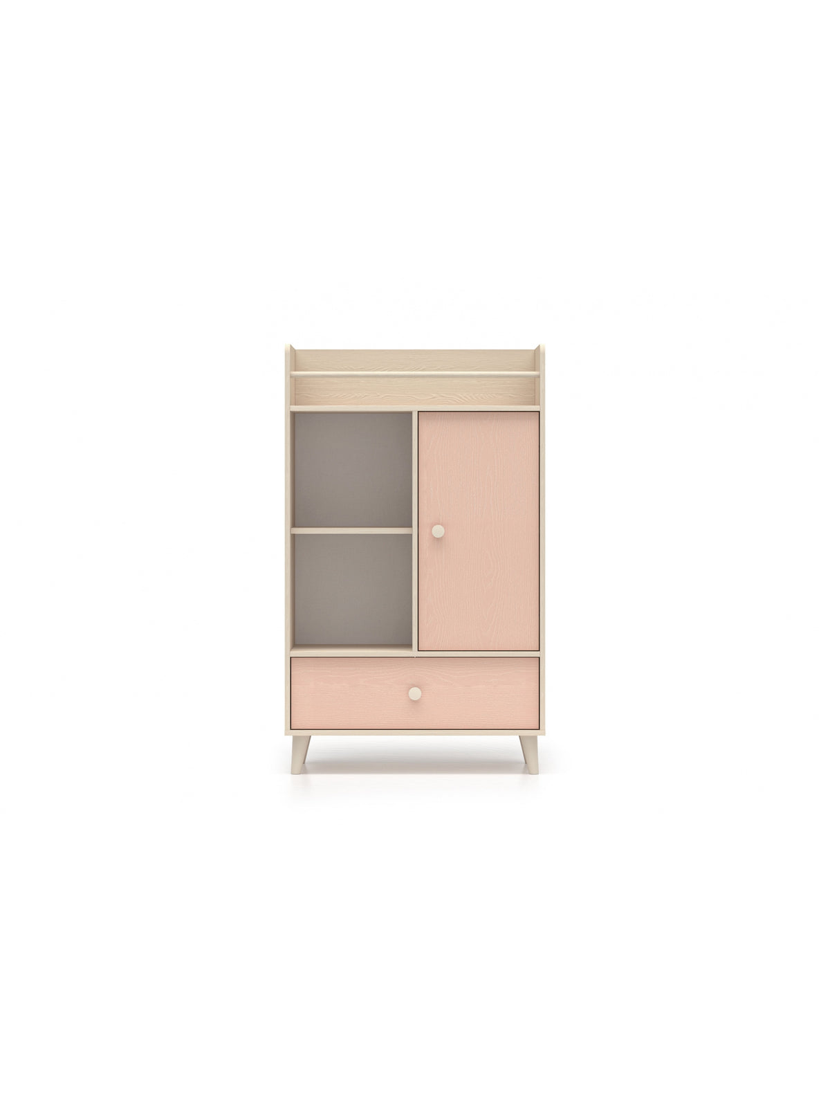Detská komoda Marla 80 cm s ružovým millenial pink predným dielom a korpusom piesočná