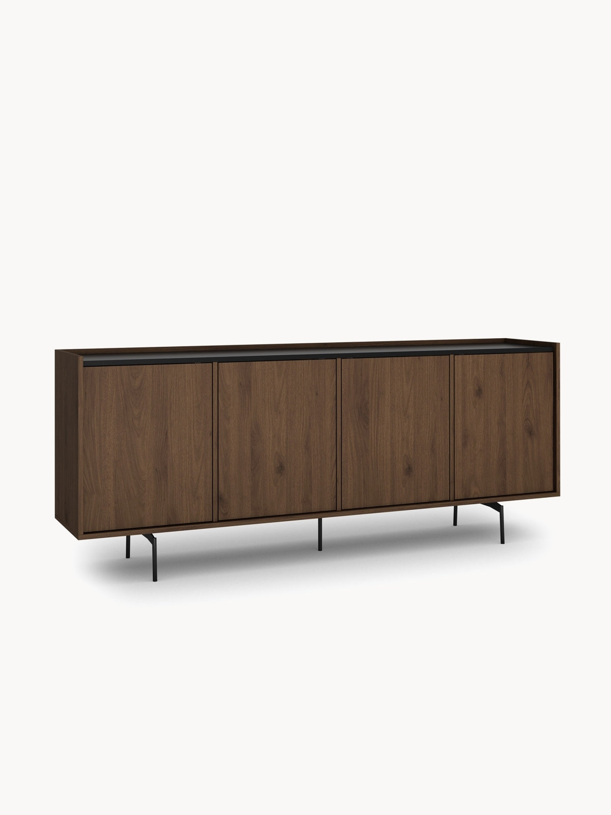 Komoda Zenar 200 cm štvordverová - Orech elegant / Čierny